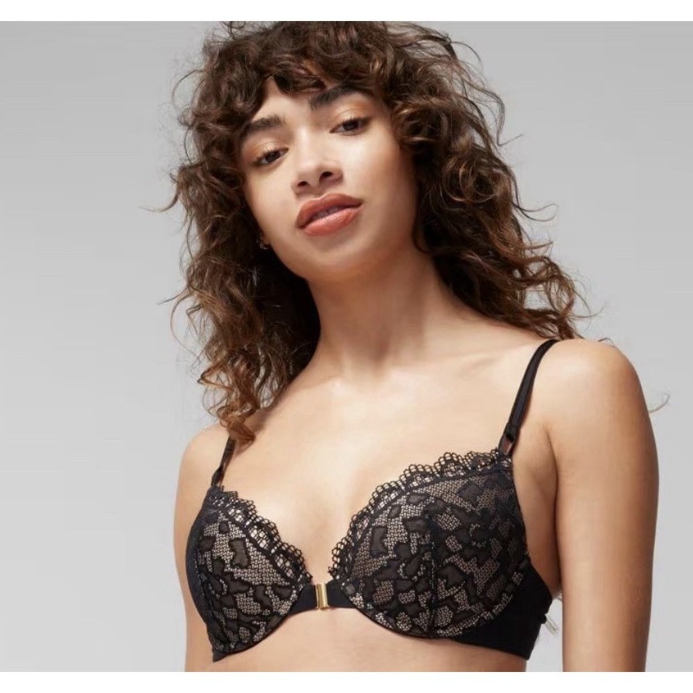 Soma Embraceable Enchanting Lace Front Close Push Up Bra Size 40D Black NWT New